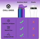Chill Oasis Water Bottle | Compatible With Popular Flavor Cartridges | BPA Free, Leak Proof, Double-Walled Vacuum Insulated Stainless Steel, and Dishwasher Safe | Cold for 24 Hours (Aura, 32oz) by CozyNest Decor