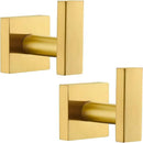 Angle Simple Towel Hooks for Bathroom, SUS 304 Stainless Steel Square Robe Coat Wall Hooks, Hand Towel Holder, Brushed Gold, 2 Pack by CozyNest Decor