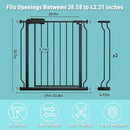 WAOWAO Baby Gate 38.58-43.31" Extra Wide Pressure Mounted Walk Through Swing Auto Close Safety Black Metal Toddler Kids Child Dog Pet Puppy for Stairs,Doorways,Kitchen by TinyTreasures Baby Boutique