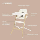 Unilove Grow with Me 2-in-1 Baby High Chair – Adjustable Toddler Chair with Baby Set, Removable Harness, One-Hand Seat & Footrest Adjustment, for Ages 6-60 Months - Vanilla White by TinyTreasures Baby Boutique