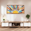 IARTTOP Large Boho Sun Wall Art Framed Wooden Art Wall Decor Rainbow Sun Rising On The Horizon Geometric Line Sunshine Wall Art for Living Room Bedroom Office 16"x32" by CozyNest Decor