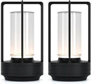 Portable Metal Table Lamp for Indoor/Outdoor ,Rechargeable Cordless LED Lamp, 3-Colour Infinitely Dimming Battery Powered Small Desk Lamp, Restaurant/Bedroom/Bar/Coffee/Camping Light (Black Set of 2) by CozyNest Decor