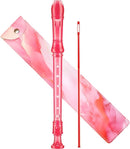 Soprano Recorder Instrument for Kids Beginners Student German Fingering C Key Recorder Instrument 3 Piece with Cleaning Rod and Bag Fingering Chart(Crystal Pink) by TinyTreasures Baby Boutique