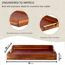 Premium Acacia Wood Ottoman Tray, 17x13 inches Large Serving Tray, Decorative Coffee Table Tray with Metal Handles, Ideal for Breakfast in Bed, Appetizers, Kitchen & Living Room Decor by CozyNest Decor