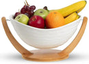Ceramic Fruit Bowl for Kitchen Counter - 13" Modern Fruit Holder - Large Fruit Basket for Island - Large Decorative Bowl for Home Decor - Pedestal Bowl - Entryway Bowl for Keys - Extra Large by CozyNest Decor