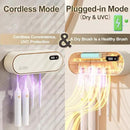 UV Toothbrush Sanitizer Holder for 4 | Wall Mounted Toothbrush Holder for Bathroom with Fan Drying | USB Rechargeable Toothbrush Cleaner & Sterilizer, No Drill Install, Modern Design (White) by CozyNest Decor