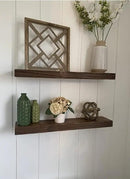 joelsantiques 24 Inch Wooden Floating Shelves for Wall - 24x8x2 in - Made of Natural Wood - Heavy Duty Rustic Wall Shelves for Bedroom - Perfect for Living Room, Kitchen - Medium Brown by CozyNest Decor