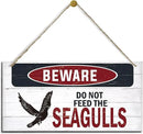 Warning Sign, Do Not Feed The Seagulls Seaside Beach Cafe Bar Metal Wall Warning Wood Plaque Sign, Funny Door Signs, Decorative Wood Hanging Suspension Plaque, Farmhouse Wooden Wall Decor by CozyNest Decor