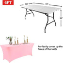 IVAPUPU 2 Pack 8FT Table Cloth for Rectangular Fitted Events Stretch Pink Table Covers Washable Cover Spandex Tablecloth Protector for Party, Wedding, Cocktail, Banquet, Festival by CozyNest Decor
