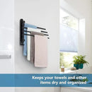 Black Towel Rack JSVER Swivel Towel Rack Wall Mounted, SUS304 Stainless Steel Towel Bar, 4 Arms Space Saving Towel Holder, Towel Racks for Bathroom by CozyNest Decor