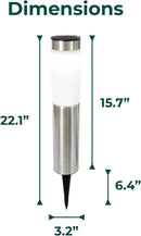 TECHKO Stainless Steel Outdoor Solar Bollard Path Lights (2-Pack), Solar Cylinder Pathway Lights (Stainless Steel) by GreenHaven Gardens