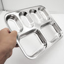 Korean Stainless Steel Divided Plates, Food Grade 304 Tray for Kids, Teens, Adults, Picky Eaters, BPA Free, 6 Sections, Diet Portion Control, Serving Platter, Dinner Snack, Set of 2 by TinyTreasures Baby Boutique