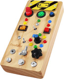 TenFans Montessori Busy Board with 8 LED Light Modes - Sensory Toys for 1-3 Year Olds & Airplane Travel, Wooden Activity Board Develops Fine Motor Skills by TinyTreasures Baby Boutique
