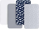 4-Pack Fitted Mini Crib Sheets for Boys and Girls - Breathable, Soft Microfiber Baby Sheets in Grey, Navy and White by TinyTreasures Baby Boutique