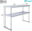 AmGood Stainless Steel Double-Tier Shelf | Work Table Overshelf | NSF Certified | Fits Over Tables | Many (48 in. Long x 18 in. Deep) by CozyNest Decor