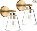 Hamilyeah Gold Wall Sconces Set of 2, Bathroom Sconce Lighting Fixtures, Modern Industrial Sconces Wall Lighting Indoor, Brass Wall Lamps for Bedroom Living Room Kitchen Over Sink Hallway by CozyNest Decor
