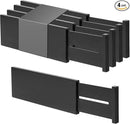 Utoplike Bamboo Dresser Drawer Dividers, 4'' High Adjustable Drawer Organizers for Clothing, Spring Loaded, Works in Kitchen, Bathroom, Bedroom, Drawer, Desk, 4 PCS, Black by CozyNest Decor