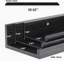 Giftgarden 36 Inch Black Floating Shelves for Wall Woodgrain Picture Ledge Large Photo Shelf for Bedroom Living Room Kitchen Bathroom Storage Shelving, Set of 3 Different Sizes by CozyNest Decor