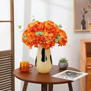 Tifuly Hydrangea Artificial Flowers -12 pcs Realistic Fake Hydrangea Silk Flowers with Stems Faux Hydrangea Flowers Heads for Office Home Party Wedding Centerpiece DIY Floral Decor (Orange) by CozyNest Decor