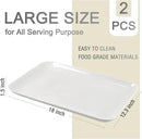 DELLING Large Serving Platter, 18" x 12.3" Serving Tray-Set of 2, White Platters for Serving Food, Serving Trays for Party, Fruit, Appetizer, Serving Trays for Entertaining at Parties and Weddings by CozyNest Decor