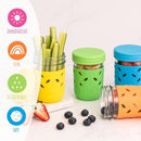 Elk and Friends Kids & Toddler Cups | The Original Glass Mason jars 8 oz with Silicone Sleeves & Silicone Straws with Stoppers | Smoothie Cups | Spill Proof Sippy Cups for Toddlers | 4 Pack by TinyTreasures Baby Boutique