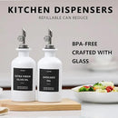 HOMCDALY Olive Oil Dispenser for Kitchen, 11.8oz Glass kitchen Dispenser Bottle, White Oil&Vinegar Cruet Set, Leakproof Oil Bottle for Cooking| Set of 2 (11.8oz – White)