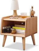 Bedside Table - 100% Solid Oak Wood Nightstand - Small Nightstand with Open Design - Small Side End Table for Bedroom Living Room, Easy Assembly (Natural Color) by CozyNest Decor