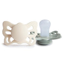 FRIGG Butterfly Anatomical SilkySoft Silicone Baby Pacifier | Made in Denmark | BPA-Free (Cream/Sage, 0-6 Months) by TinyTreasures Baby Boutique