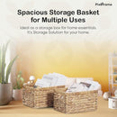 Large Rectangular Handwoven Wicker Basket - Natural Water Hyacinth Storage Baskets with 2 Built-in Handles - Ideal for Towel, Blankets, and Home Organizer & Decor - 15"x 11"x6.75" - Brown by TinyTreasures Baby Boutique