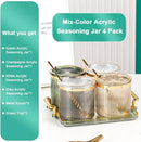 Acrylic Condiment Spice Jars,Condiment Spice Box With Lids and Spoons and Tray,Clear Plastic Condiment Canisters,Seasoning Box 4 Pack,Seasoning Box Set for Kitchen to Storage Salt,Paprika,Sugar by CozyNest Decor