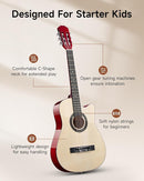 Moukey 38" Acoustic Guitar for Beginners Kids Youth Adult Cutaway Guitarra Acustica Kit with Chord Poster, Gig Bag, Tuner, Picks, Nylon Strings, Capo, Strap - Natural by TinyTreasures Baby Boutique