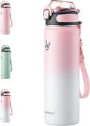 Enerbone 24 oz Insulated Water Bottle, Stainless Steel Bottle with Carrying Strap, Double-Wall Vacuum Insulation Design, Leakproof Sports Bottle with Straw, Keep Drinks Cold or Hot for Hours by CozyNest Decor
