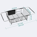 Dish Drying Rack in Sink, Over The Sink Colander Strainer Basket, Stainless Steel Strainer Basket with Expandable Rubber Grip Handles for Vegetables, Fruits, Home Kitchen Essentials, Black by CozyNest Decor