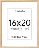upsimples 16x20 Frames, Natural Solid Wooden Picture Frames, Display 11x14 with Mat or 16 x 20 Without, Vertical or Horizontal Wall Hanging, 1 Pack, Natural by CozyNest Decor