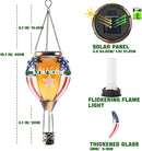 U.S Flag Hot Air Balloon Solar Lantern - MAGA Simulated Flickering Flame Stained Glass Light for Outdoor, Yard Hanging/ Waterproof IP65, Ideal 4th of July Gift for Patriot Veterans Patio Decor by GreenHaven Gardens
