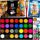 Face Painting Kit for Kids - 28 Colors Professional Face Paint Kit, Non-Toxic and Hypoallergenic, Stencils, Book, Halloween Makeup Kit - Safe and Easy to Use Face Paint Kit for Kids by TinyTreasures Baby Boutique