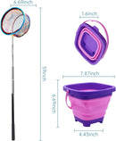 2PCS Fishing Net with Bucket, Telescopic Fishing Landing Net, Collapsible Kids Sand Bucket, Kids Fish Butterfly Catching for Freshwater Saltwater Outdoor Activities by TinyTreasures Baby Boutique