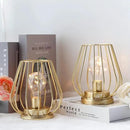 TRIROCKS Set of 2 Metal Battery Operated Lamp 7'' Tall Cage Shape Cordless Table Lamp Battery Lanterns with Warm Fairy Lights Bulb for Patio Garden Wedding Parties Indoor Outdoor(Gold) by GreenHaven Gardens