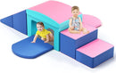 SURPCOS Crawl and Climb Foam Play Set, 6 Pcs Climbing Toys for Toddlers 1-3, Climb and Crawl Activity Playset, Soft Play Equipment Crawling and Sliding (Blue&Pink) 6 peices by TinyTreasures Baby Boutique
