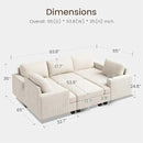 Nolany Modular Sectional Couch with Storage Ottoman, Corduroy Sleeper Sectional Sofa with Chaise, Sectional Couches for Living Room, Beige by CozyNest Decor