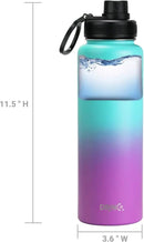 DRINCO Stainless Steel Water Bottle Spout Lid Vacuum Insulated Double Wall Water Bottle Wide Mouth (40oz 32oz 22oz 18oz 14oz) Leak Proof Keep Cold Sport Camping Hiking (40 oz, 40oz Ombre Fuchsia Teal) by CozyNest Decor