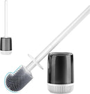 Silicone Toilet Brush and Holder Set with L-Shaped Brush Head, Wall Mounted Toilet Brush Set with Long Non-Slip Handles, Compact Toilet Bowl Cleaner Brush Suitable for RV Trailers & Bathroom (1 Pack) by CozyNest Decor