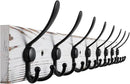 32.2'' Large Coat Rack Wall Mount Coat Hooks with 8 Metal Black Triple-Hooks Old White Pine Real Wood Plank Hat Rack for Wall Hooks by CozyNest Decor