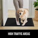 GORILLA GRIP 100% Waterproof All-Season WeatherMax Doormat US Designed Natural Rubber, Stain and Fade Resistant, Low Profile Indoor Outdoor Door Mats, Easy Clean Patio Mat, 23x35, Black Stripe by CozyNest Decor