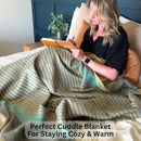 Alpaca Wool Throw Blanket | Super Soft, Lightweight, Breathable and Hypoallergenic | Non-Itchy or Scratchy (Green Gray Varicolored, Queen (U.S. Standard)) by CozyNest Decor