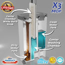 X3 Mop, Separates Dirty and Clean Water, 3-Chamber Design, Flat Mop and Bucket Set, Hands Free Home Floor Cleaning, 3 Reusable Microfiber Mop Pads Included by CozyNest Decor