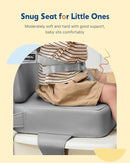 HOMEAL Booster Seat for Kitchen Chair - Compact Toddler Dining Seat with Easy-Install Straps & Wipeable Surface - Breathable Fabric Booster Seat for Table - Light Gray by TinyTreasures Baby Boutique