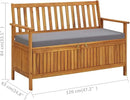 vidaXL Patio Storage Bench 47.2", Solid Acacia Wood, Dark Gray Cushion, Ample Storage Compartment, Rustic Style, Home and Garden Furniture by CozyNest Decor