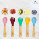 Avanchy Baby Fork Set, Bamboo and Silicone Spork Utensils, Toddler Baby Led Weaning Silverware Cutlery Flatware, Kids First Self Feeding by TinyTreasures Baby Boutique