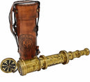 Antique Brass Pirate Telescope Camping Accessories Telescope for Adults Marine Sailor's Spyglass, 18 inch Brass Made w High Resolution Magnification w Brown Leather Case Nautical Gift by TinyTreasures Baby Boutique